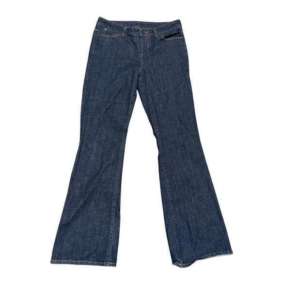 Talbots Flare Jeans Size 30 Dark Wash Stretch Denim with Crest Detail - Picture 1 of 6
